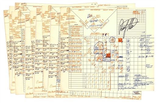 Lot of (10) Rusty Staubs Personally Kept and  Signed 1986 New York Mets Post Season & World Series Scorecards (JSA)
